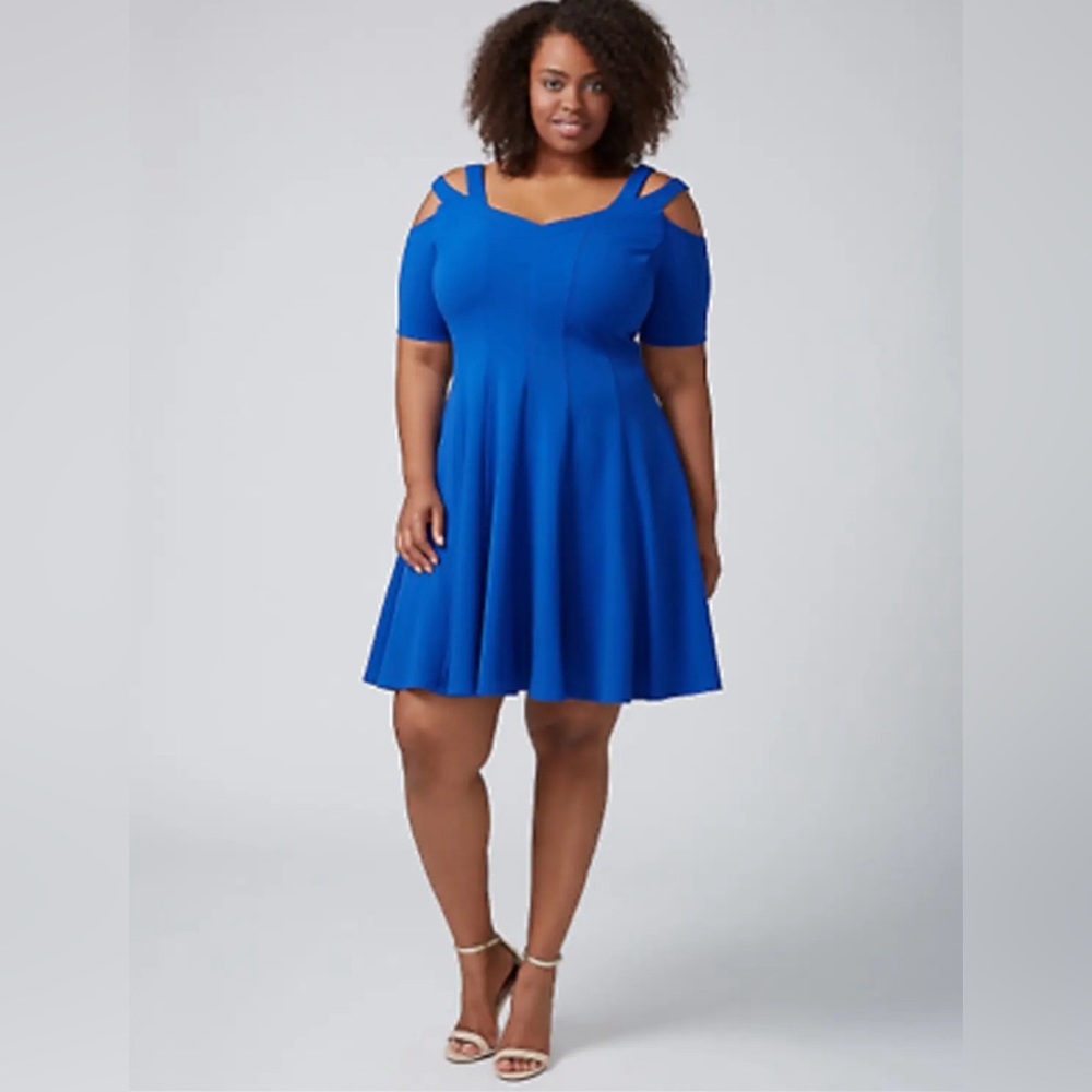 Lane Bryant Blue Cold Shoulder Dress Size 20 NWT